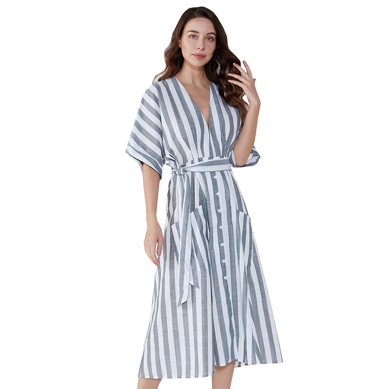 Prosta sukienka w paski kabriolet Blazer Women Bangkok Dress