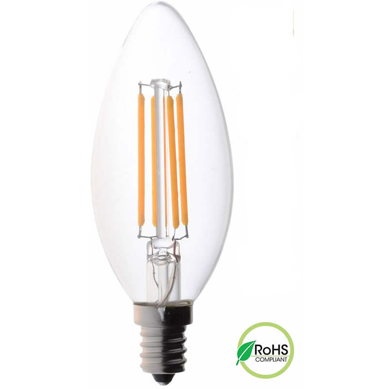 60-watowe żarówki kandelabrowe LED Medium Base, kandelabry, ściemnialne jasne żarniki 60-watowe żarówki LED (zużywa tylko 4,5 wata), żarówki z żarnikiem LED C37