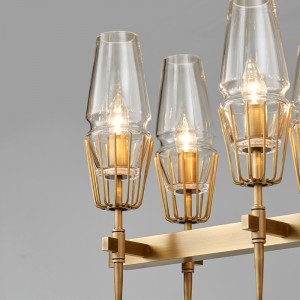 Długi żyrandol restauracyjny Nordic Simple Personality Glass Iron Km2145