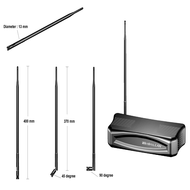 Zysk 9dBi Zysk 395 mm 2,4 GHz Antena WIFI Wewnętrzna wszechkierunkowa zewnętrzna antena