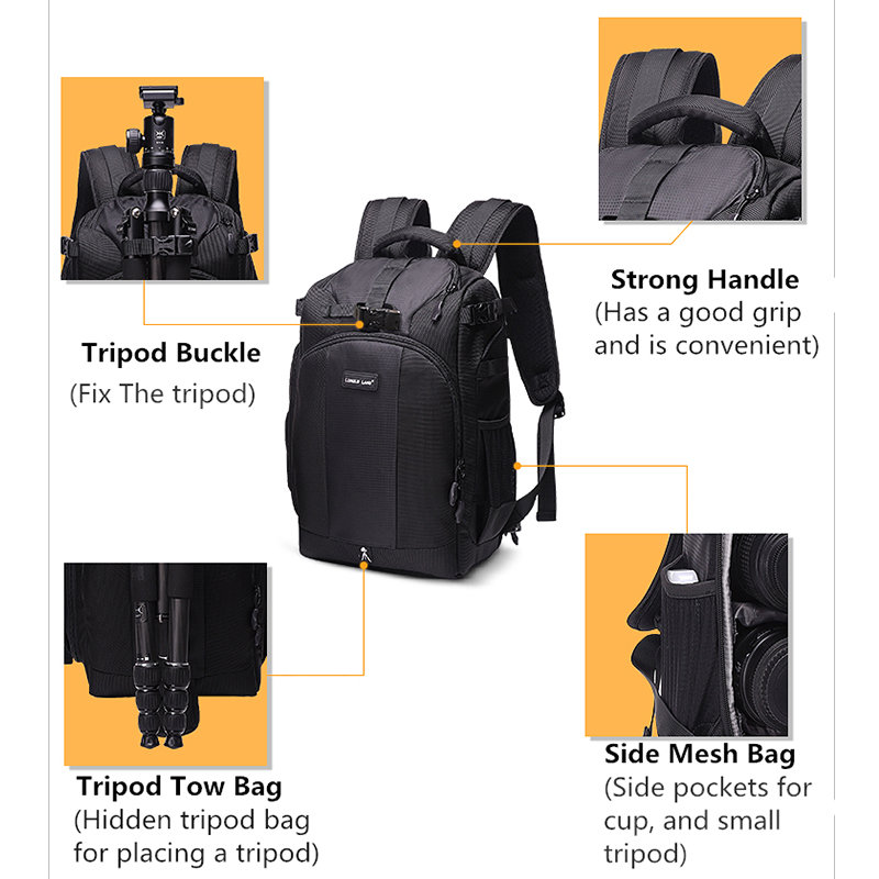 TH350 NOWA moda nylon czarny plecak na aparat podróż podróż plecak plecak na laptopa