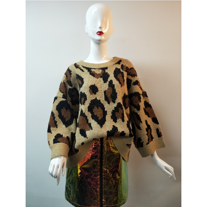 SWETER Z KAMIZELKAMI DRUKOWANYMI SZEROKIM RLWS0008F