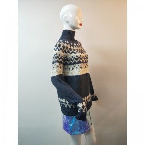 NIEBIESKI ABIGAIL FAIRISLE PATTERN JUMPER RLWS0014F