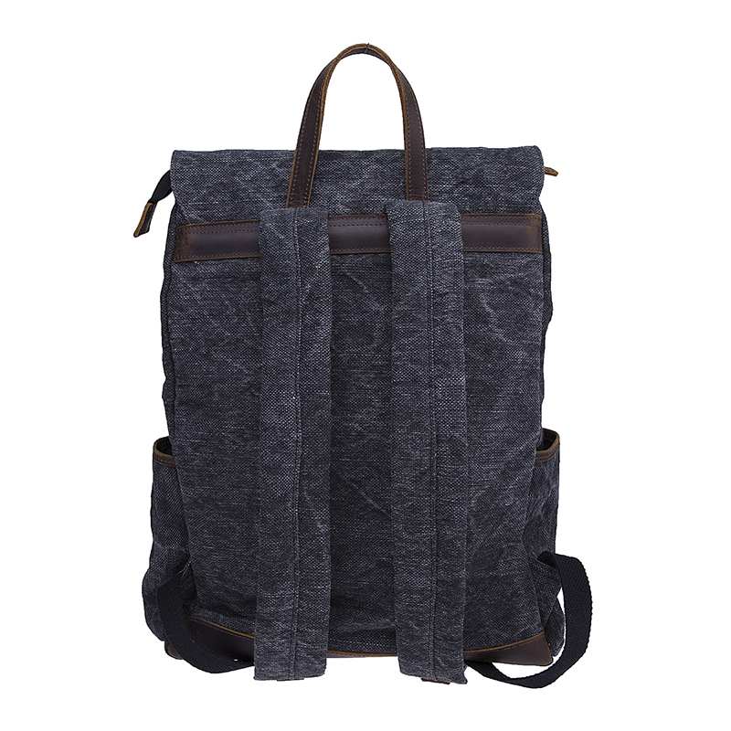 18SC-7318D Vintage Crazy Horse PU Leather Outdoor Laptop Men Canvas Canvas Backpack China Factory