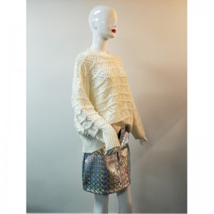 BIAŁA SKÓRZANA SWETERKA DAMSKA RLWS0021F