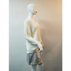 BIAŁY SWETER Z SZYJKĄ RLWS0025F