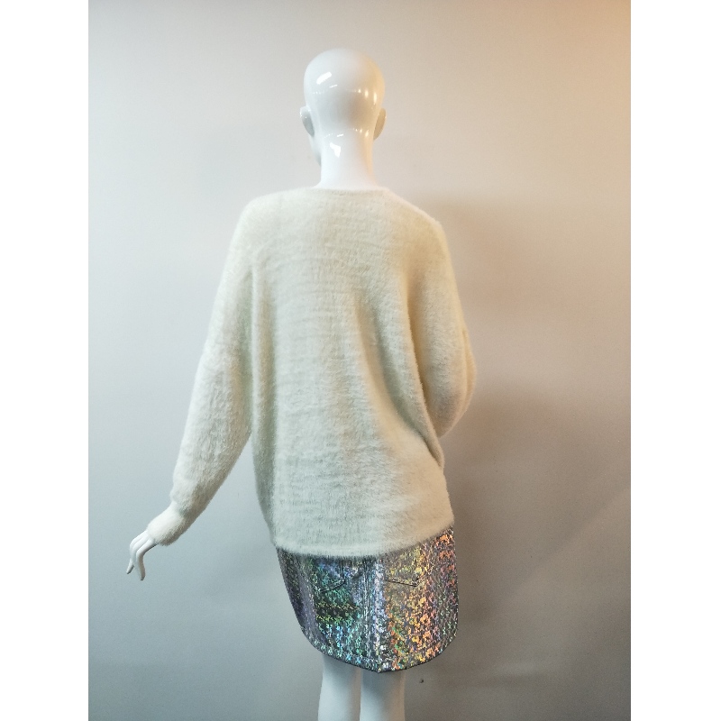 BIAŁY SWETER Z SZYJKĄ RLWS0025F