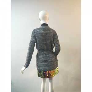 SZARY PASEK CARDIGAN SWEATER RLWS0031F