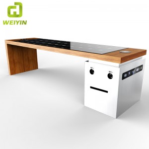 Stalowa ławka ogrodowa na patio Solar Energy Smart z USB i bezprzewodową ładowarką do telefonu