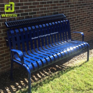 Ładowarka do telefonu komórkowego Solar Power Metalowa ławka do parku na świeżym powietrzu