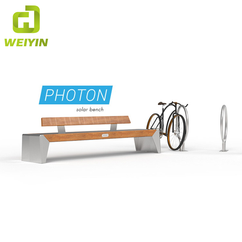 Dostosowana stylowa inteligentna publiczna ławka wypoczynkowa z panelem słonecznym do ładowania telefonu komórkowego na zewnątrz