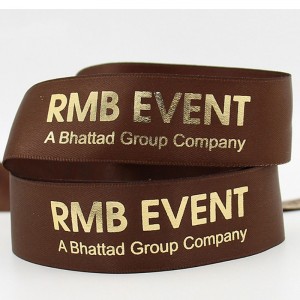 personalizowane kolorowe logo z nadrukiem wytłoczona folia czarna satynowa wstążka