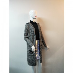 SZARY CARDIGAN SWEATER RLWS0091F