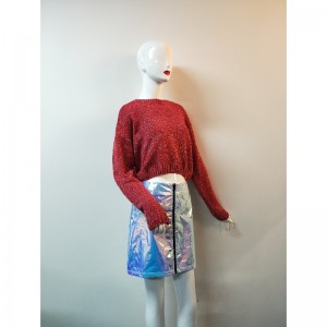 CZERWONY KRÓTKI SWETER RLWS0093F