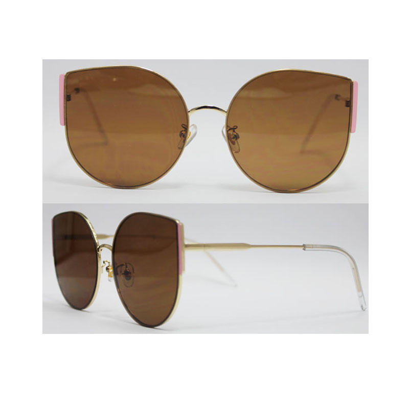 Hurtownia niestandardowych logo Metalowe okulary przeciwsłoneczne Kobiety Big Cat Eyes Frame