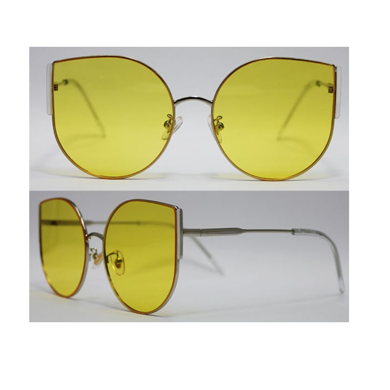 Hurtownia niestandardowych logo Metalowe okulary przeciwsłoneczne Kobiety Big Cat Eyes Frame