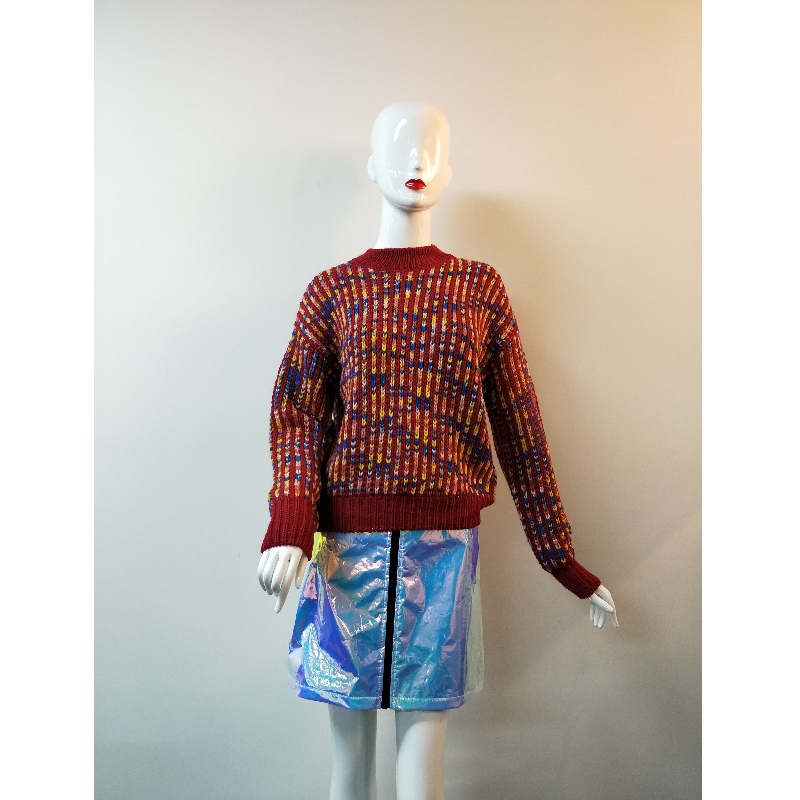 KOLOROWY SWETER Z KREWĄ SZYI RLWS0120F