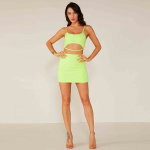 Professional Factory Oem Custom Sexy Fluorescent Green Sexy Club Beach Dress Women Style