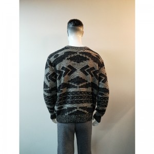 GREY PRINT CREW SECK SWETER RLMS0003F