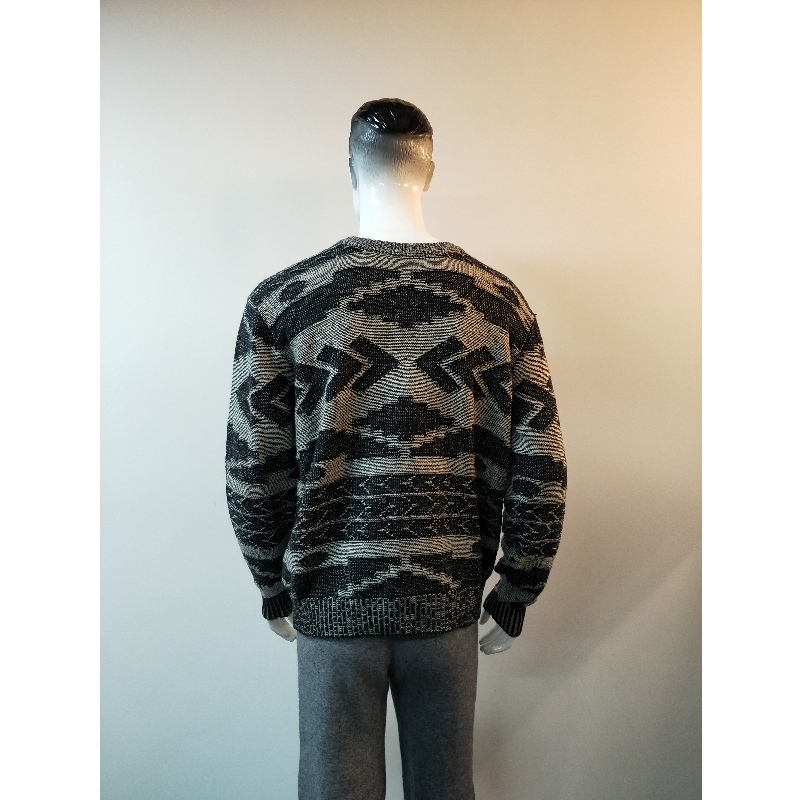 GREY PRINT CREW SECK SWETER RLMS0003F