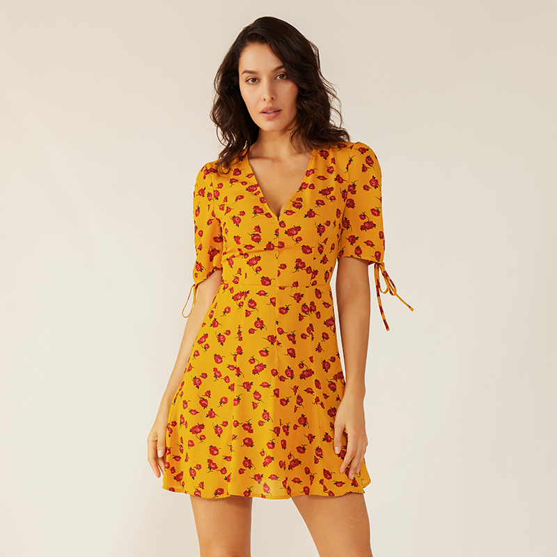 Professional Factory Oem Women Summer Casual Swing Floral Print Dress