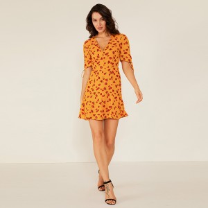 Professional Factory Oem Women Summer Casual Swing Floral Print Dress