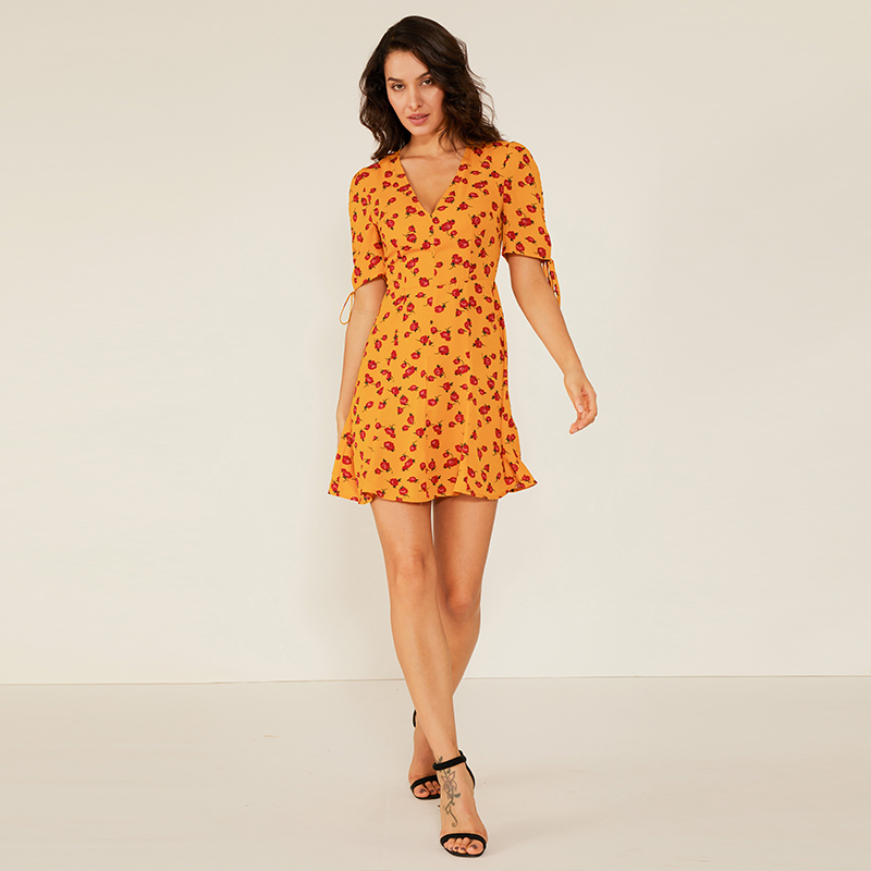Professional Factory Oem Women Summer Casual Swing Floral Print Dress