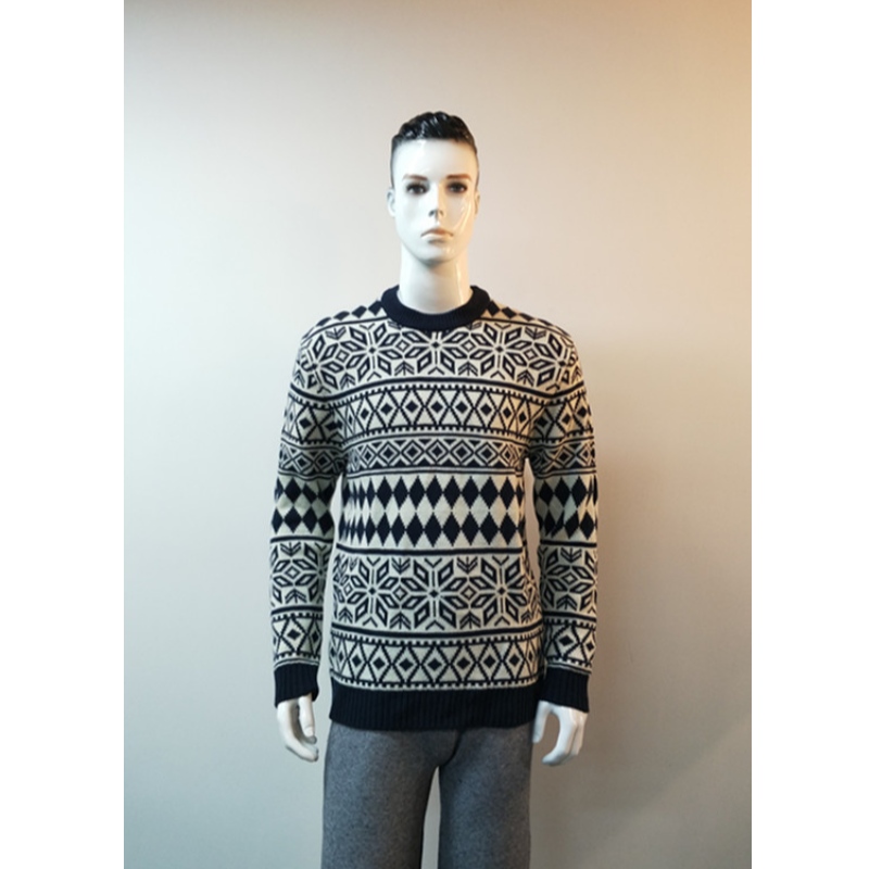 GRANATOWY SWETER Z PLAIDÓW RLMS0002F