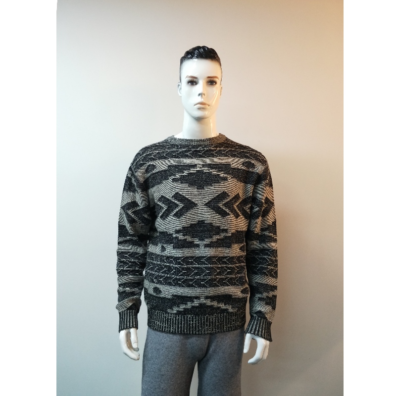 GREY PRINT CREW SECK SWETER RLMS0003F