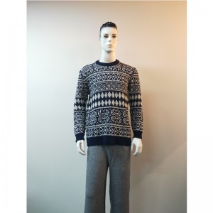 GRANATOWY SWETER Z PLAIDU RLMS0030F