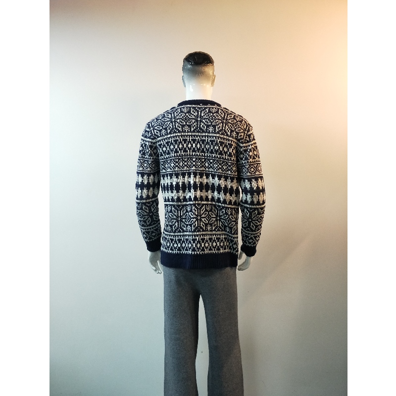 GRANATOWY SWETER Z PLAIDU RLMS0030F