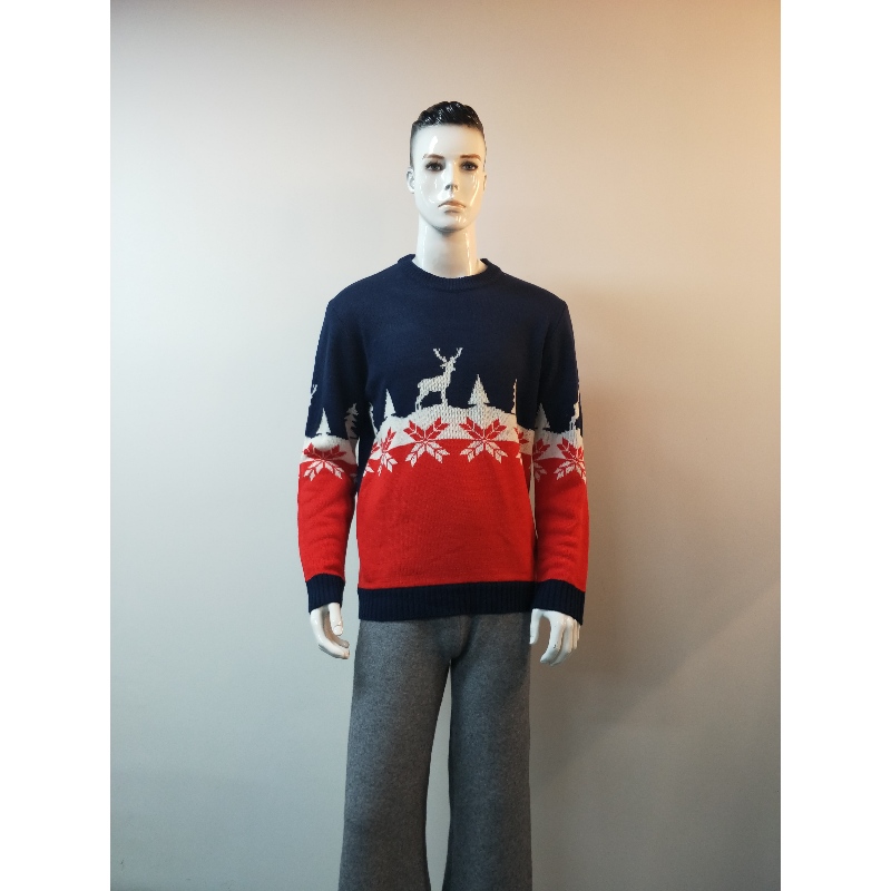 SWETER Z NADRUKIEM W PŁASZCZU I CZERWONYM RLMS0051F