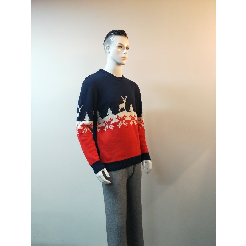 SWETER Z NADRUKIEM W PŁASZCZU I CZERWONYM RLMS0051F