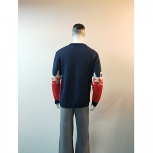 SWETER Z NADRUKIEM W PŁASZCZU I CZERWONYM RLMS0051F