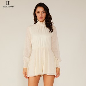 Szyfonowa biała sukienka damska z krótkim rękawem