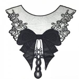 100% Poliester Czarny Duży Kwiat Naszyjnik Koronki Kołnierz Tkaniny Wykończenia DIY Hafty Koronki Tkaniny Dekolt Aplikacja Szycia Craft