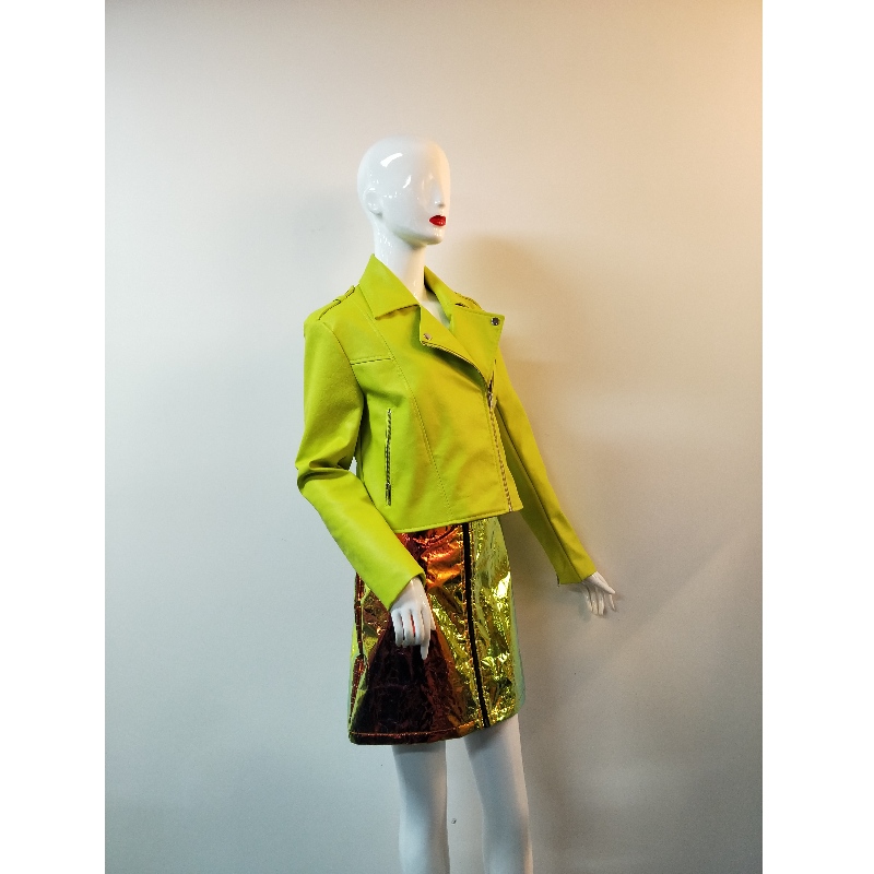 FLUORESCENCYJNA ŻÓŁTA PU KURTKA RLWPJ0003N