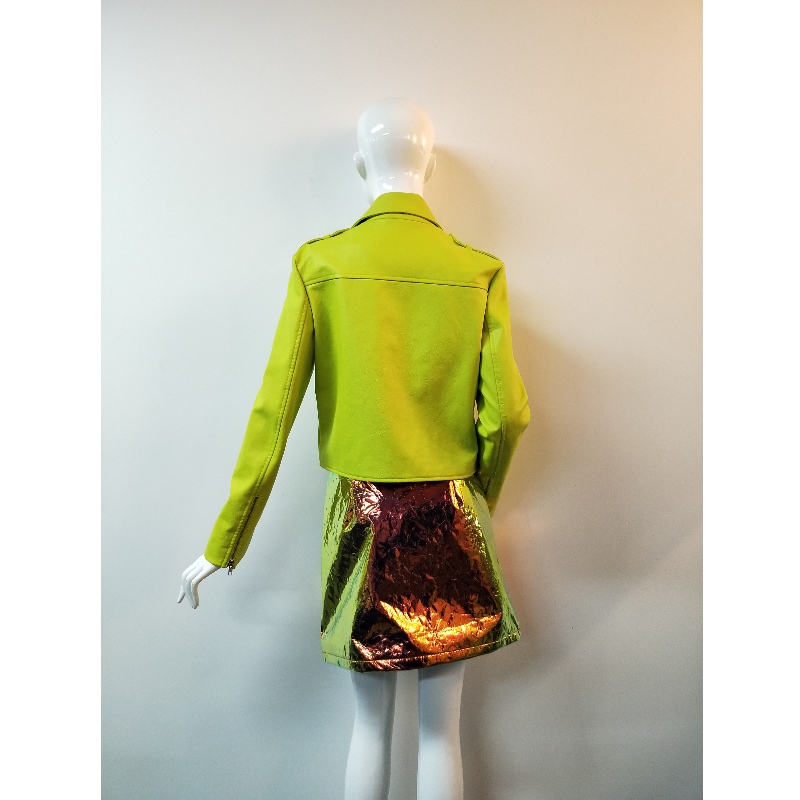 FLUORESCENCYJNA ŻÓŁTA PU KURTKA RLWPJ0003N