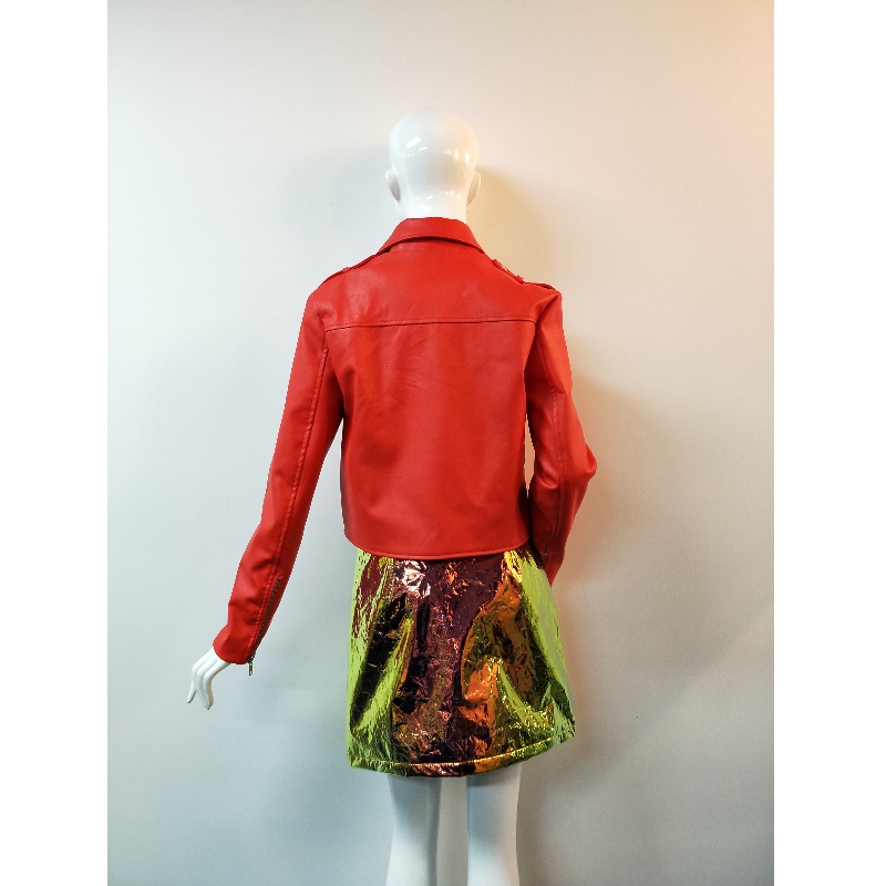 KURTKA RED PU BIKER RLWPJ0004N