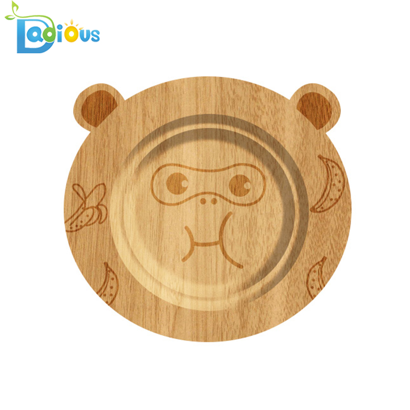 100% organiczne przybory dla niemowląt Bamboo Spill Proof Bambusowa przyssawka Bezpieczna nietoksyczna płyta bambusowa z silikonowym odsysaniem