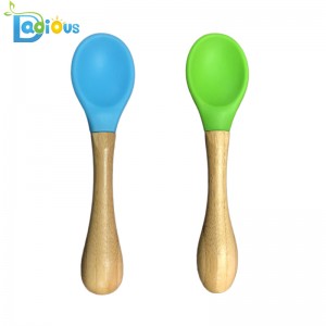 Ekologiczna naturalna łyżeczka ekologiczna dla niemowląt Spożywcza silikonowa łyżeczka dla niemowląt Żaroodporna łyżka dla dzieci Bambus