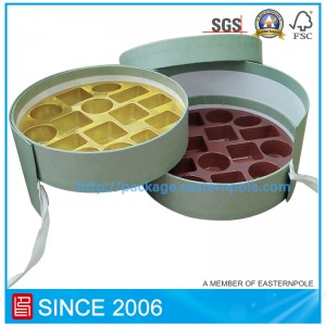 Luksusowe sztywne okrągłe pudełko czekoladowe z podwójnymi warstwami