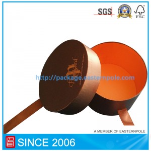 Luksusowe okrągłe pudełko czekoladowe z zamknięciem na wstążkę