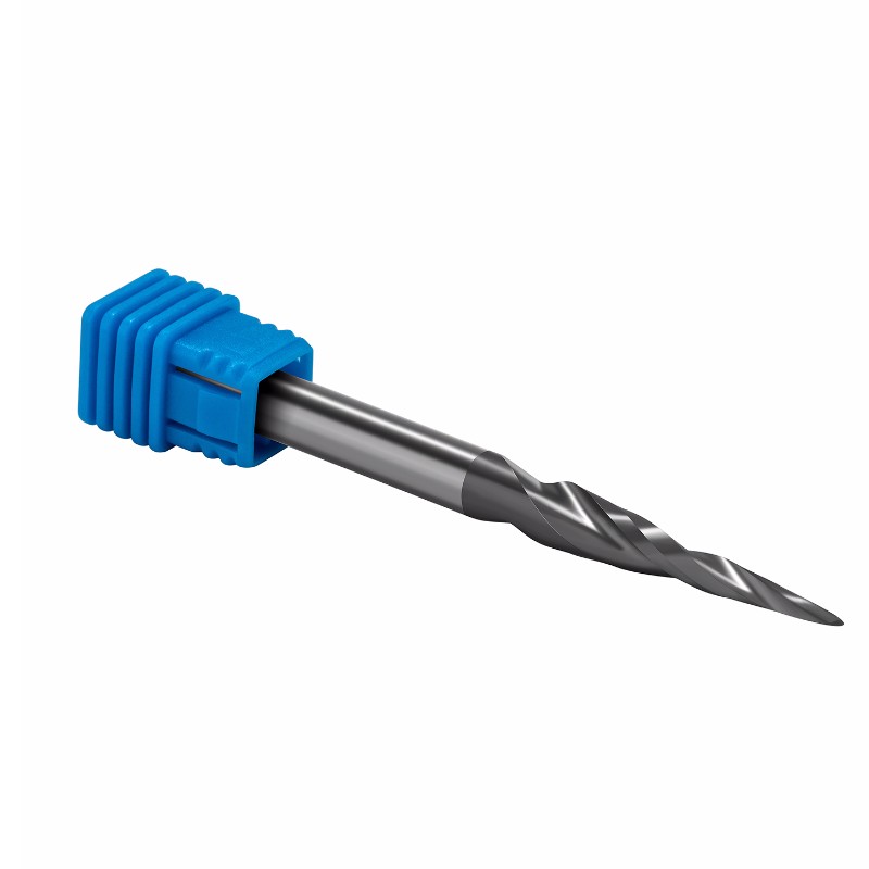CNC Carving Tungsten Carbide HRC55 z frezami Tiain Coated 4.82 Degresywny kąt kulki Promień końcówki = 0,5 mm X 1/4