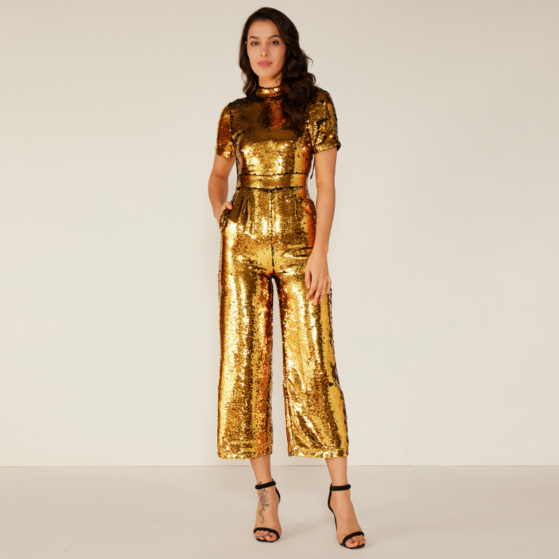 Kobieta Sexy Sparkle Glitter Reflective Jumpsuit Najnowsze wzornictwo