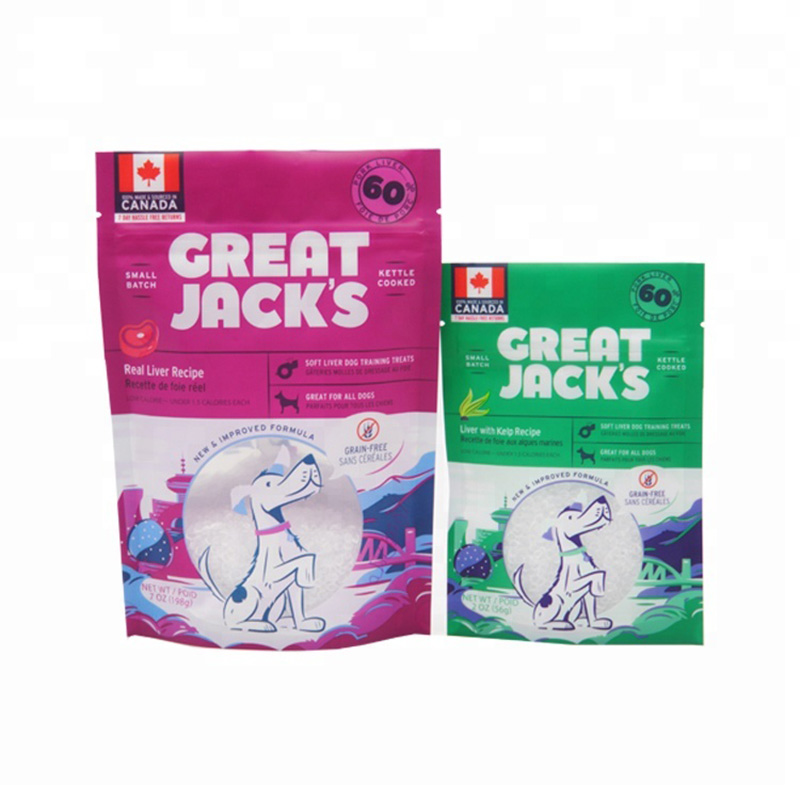 OEM Color Printing Box Pouch Plastikowy zamek Top Dog Snack Packaging