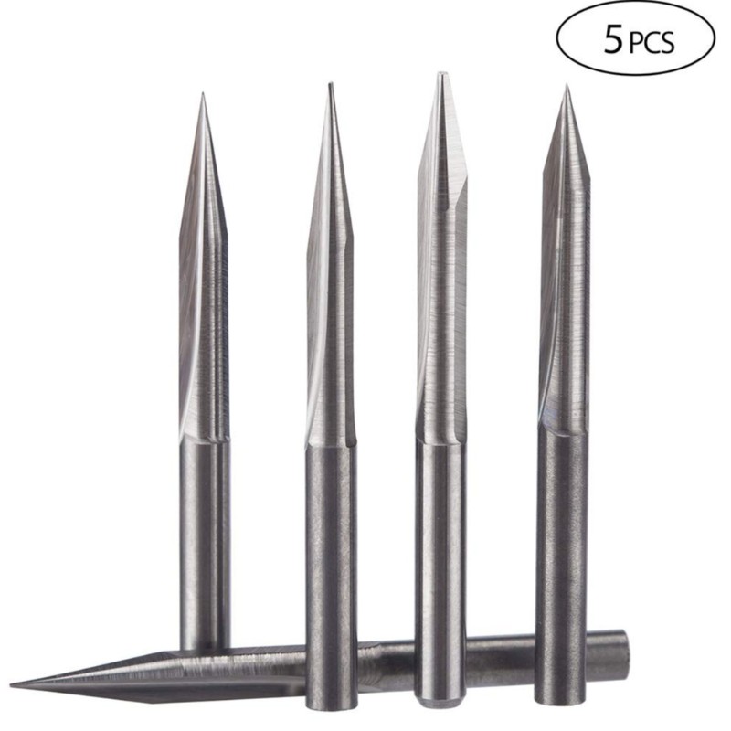 Prosto 45 Stopni V Rowek Narzędzie Do Grawerowania Frezy Z Węglika CNC 1/8 Inch Shank 0.1mm Końcówki 5 SZTUK \ t