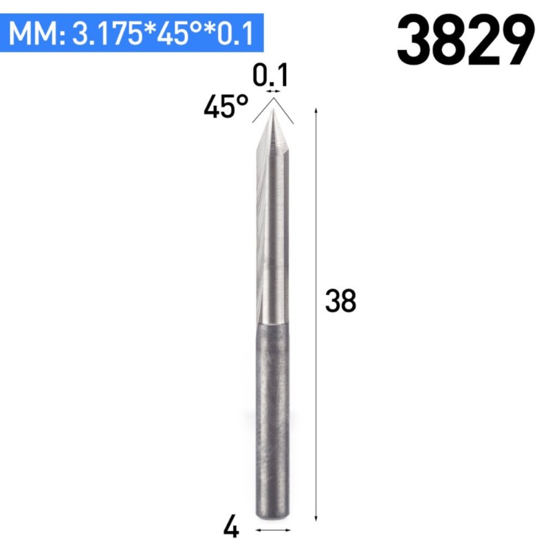 Prosto 45 Stopni V Rowek Narzędzie Do Grawerowania Frezy Z Węglika CNC 1/8 Inch Shank 0.1mm Końcówki 5 SZTUK \ t