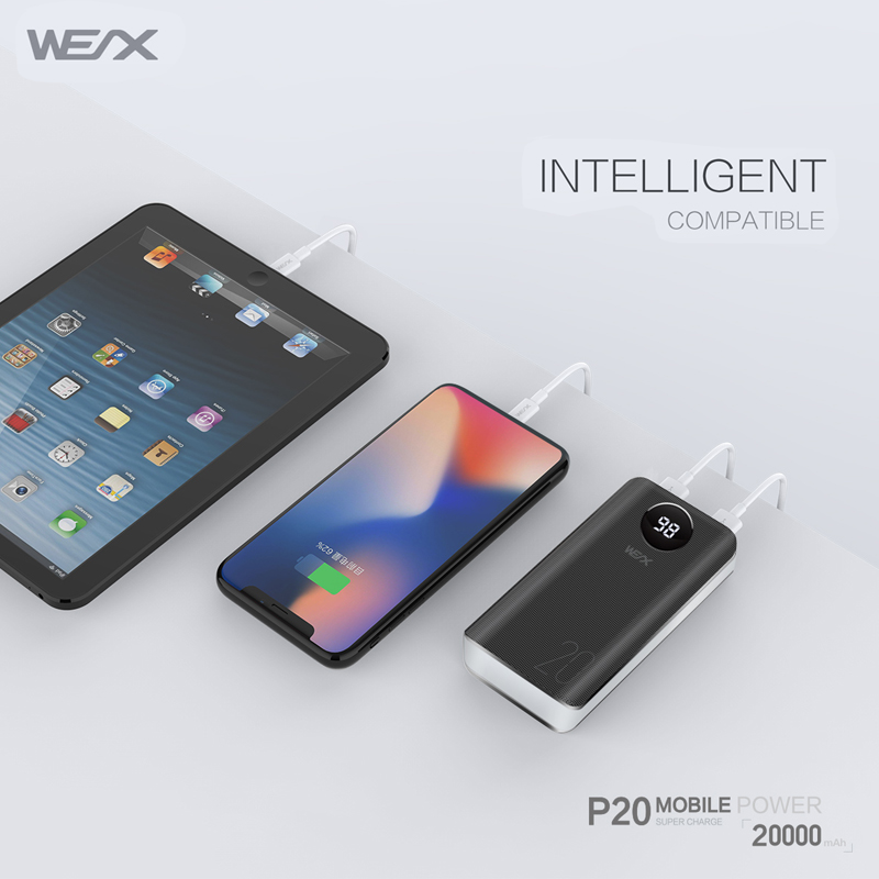 Wydanie WEX P20 Power Bank, rdzeń baterii klasy A +, łatwy do przenoszenia podczas podróży i podróży służbowej