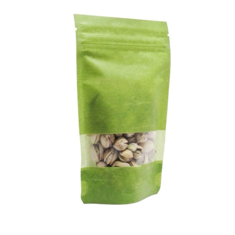 Non-Printing Resealable Green Paper Bags Torby z oknem